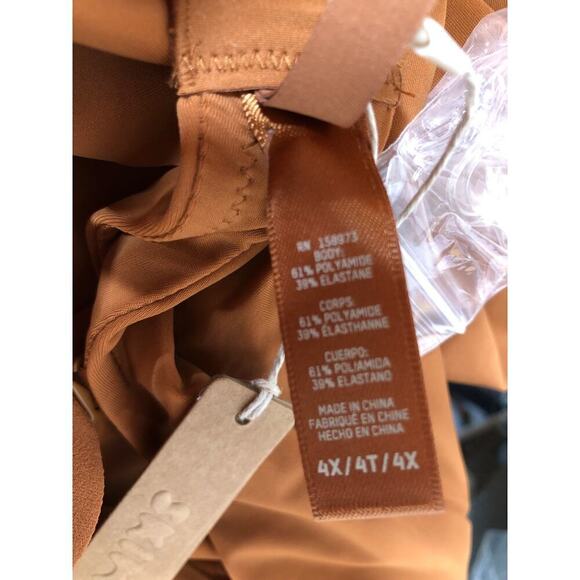 SKIMS Deep Plunge Shapewear Mid Thigh Bodysuit Bronze NWT Size 4X - Picture 10 of 11